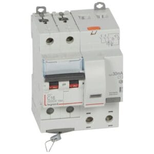 Srovės nuotekio relė su automatiniu jungikliu Legrand 411158 (2P, 16A, C, 30mA, 10kA, AC)